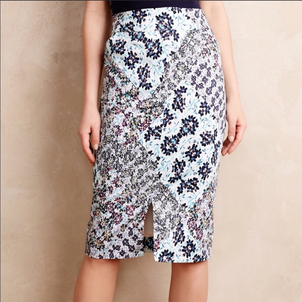 Sam & Lavi Anthropologie Floral Print Pencil Skirt